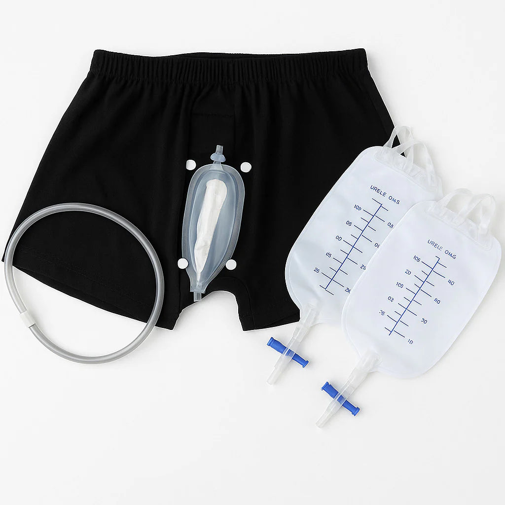 Male Wearable Incontinence Pants Urinal Leg Bag Silicone Urine Funnel Collector