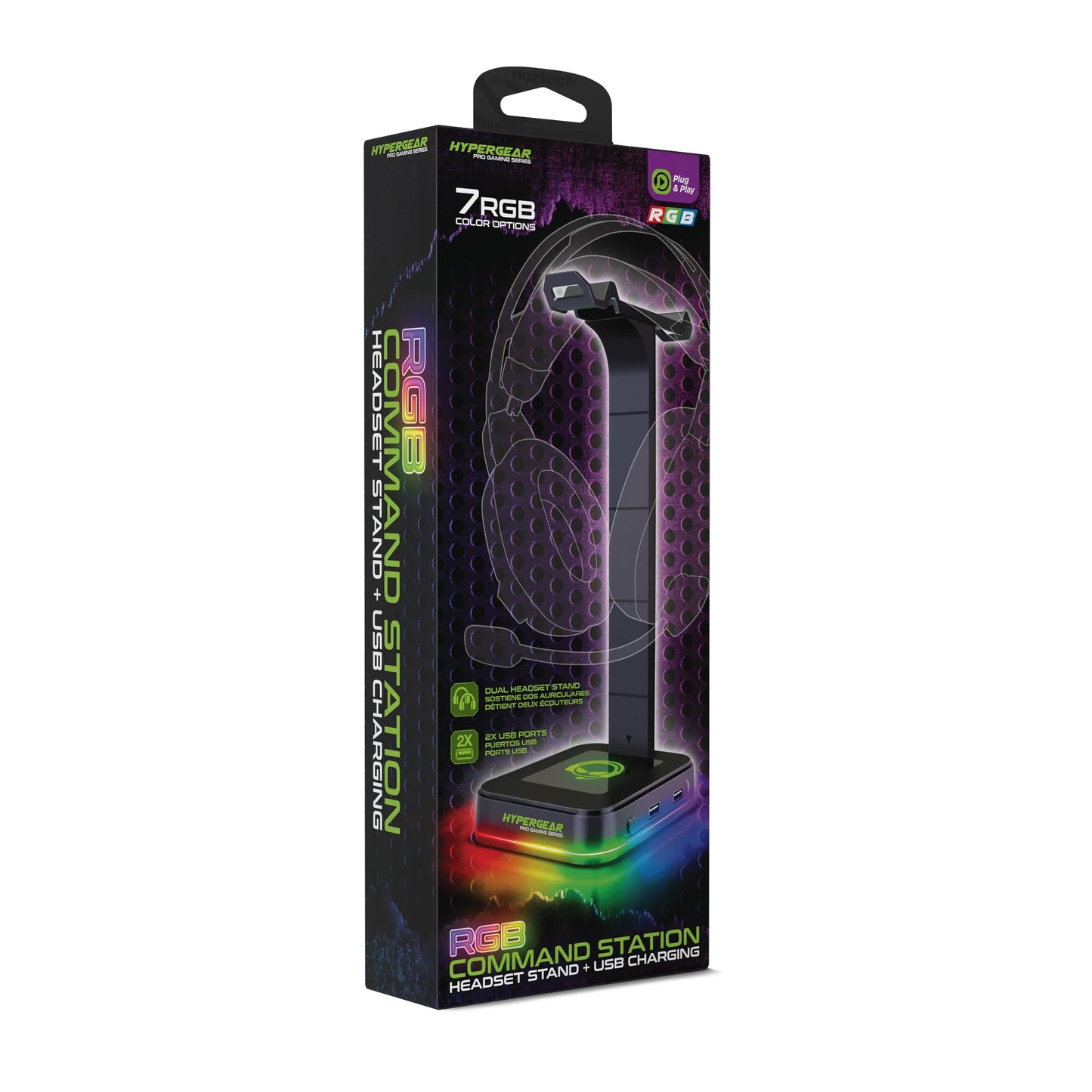 Hypergear RGB Command Station Headset Stand W 6 Color Light Effects
