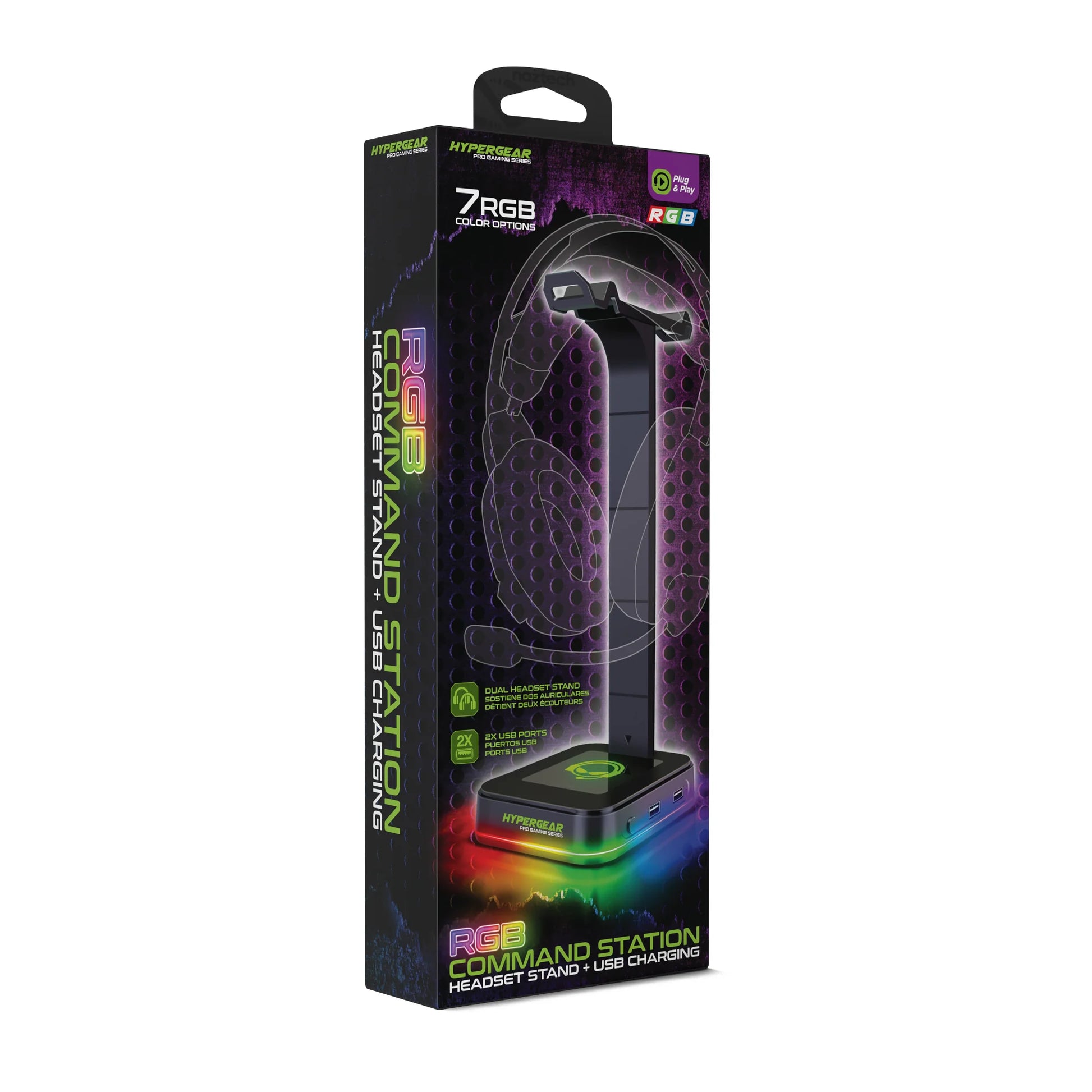 Hypergear RGB Command Station Headset Stand W 6 Color Light Effects