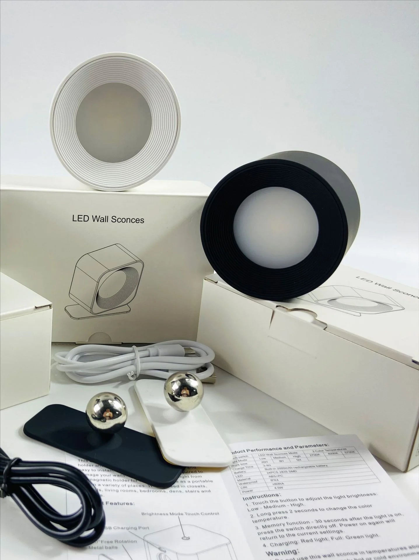 USB Rechargeable LED Wall Reading Light with Touch Control & Magnetic Mount